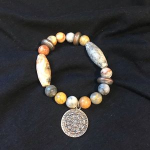 Chico’s stretch stone bracelet with charm dangle